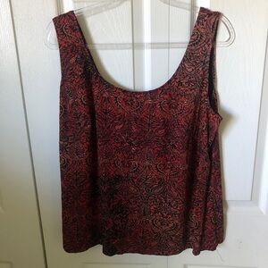 Alex Evenings Red and Black Paisley Tank Top Size 2XL